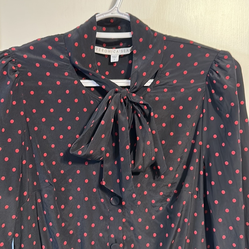 Veronica Beard Linley Tie Neck Long Sleeve Mini Dress Tunic Long Top Size 4 - Picture 7 of 17